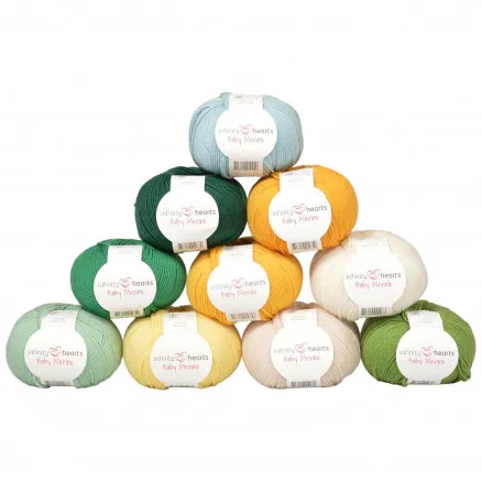 Infinity Hearts Baby Merino Garnpakke 14 Grøn og Gul nyanser - 10 stk - Infinity Hearts Baby Merino Garnpakke 14 Grøn og Gul nyanser
