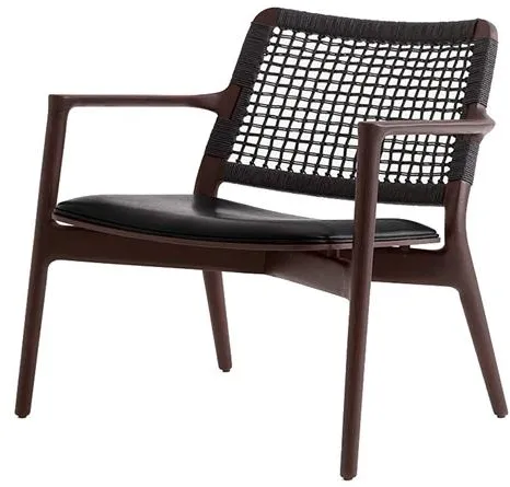 Vipp 488 Cabin Lenestol Sort Skinn/Mørk Eik